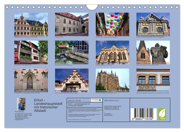 Produktbild: Erfurt - Landeshauptstadt mit historischer Altstadt (Wandkalender 2026 DIN A4 quer), CALVENDO Monatskalender