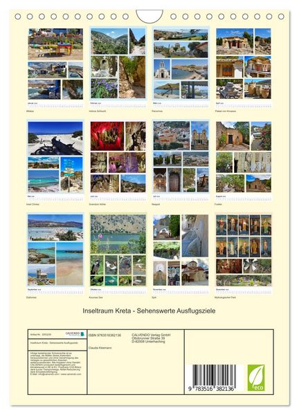 Produktbild: Inseltraum Kreta - Sehenswerte Ausflugsziele (Wandkalender 2026 DIN A4 hoch), CALVENDO Monatskalender