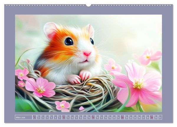Produktbild: Nagergl&uuml;ck und Bl&uuml;tenzauber. Niedliche Tierchen im romantischen Stil (hochwertiger Premium Wandkalender 2026 DIN A2 quer), Kunstdruck in Hochglanz