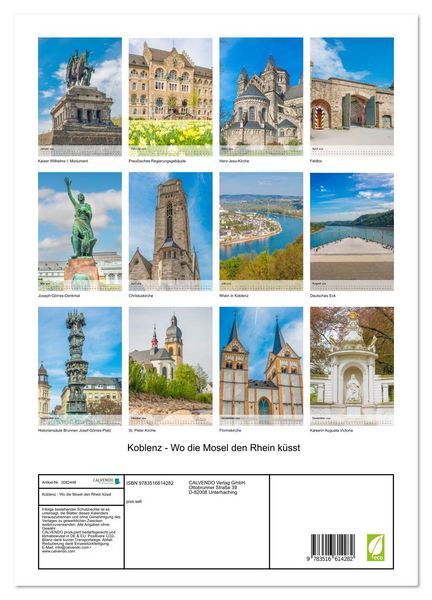 Produktbild: Koblenz - Wo die Mosel den Rhein k&uuml;sst (Wandkalender 2026 DIN A3 hoch), CALVENDO Monatskalender
