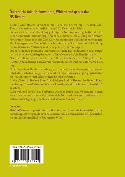 Produktbild: &Ouml;sterreichs Adel: Heimwehren, Widerstand gegen das NS-Regime