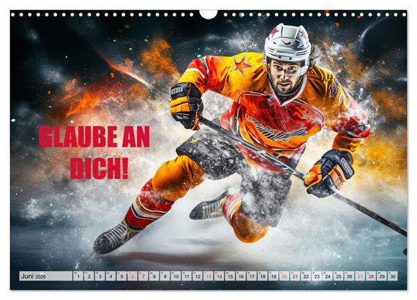 Produktbild: Eishockey und positive Gedanken (Wandkalender 2026 DIN A3 quer), CALVENDO Monatskalender