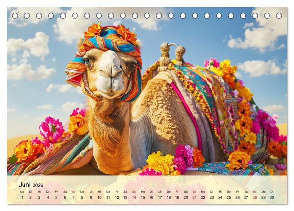 Produktbild: Modische Kamele in der W&uuml;ste. Extravagante Highlights (Tischkalender 2026 DIN A5 quer), CALVENDO Monatskalender