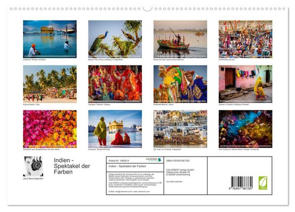 Produktbild: Indien - Spektakel der Farben (hochwertiger Premium Wandkalender 2026 DIN A2 quer), Kunstdruck in Hochglanz