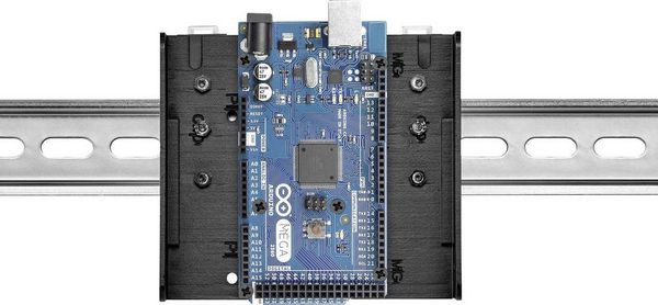 Produktbild: Renkforce DIN-Rail-Halterung Passend f&uuml;r (Entwicklungskits): Raspberry Pi&reg;, Arduino, Banana Pi zur Hutschienenmontage Schwarz