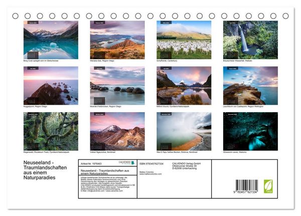 Produktbild: Neuseeland - Traumlandschaften aus einem Naturparadies (Tischkalender 2026 DIN A5 quer), CALVENDO Monatskalender