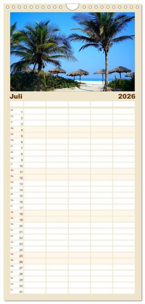 Produktbild: Familienplaner 2026 - Urlaubstr&auml;ume mit 5 Spalten (Wandkalender, 21 x 45 cm) CALVENDO