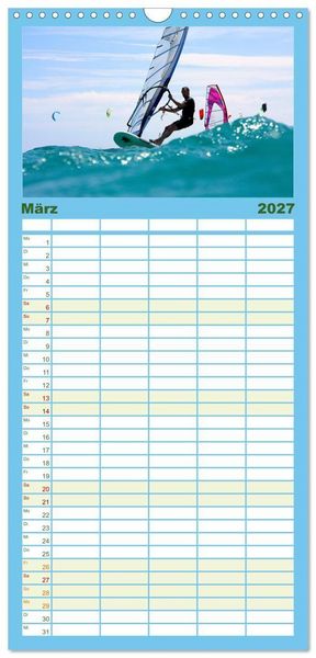 Produktbild: Familienplaner 2027 - Funsport Windsurfen mit 5 Spalten (Wandkalender, 21 x 45 cm) CALVENDO