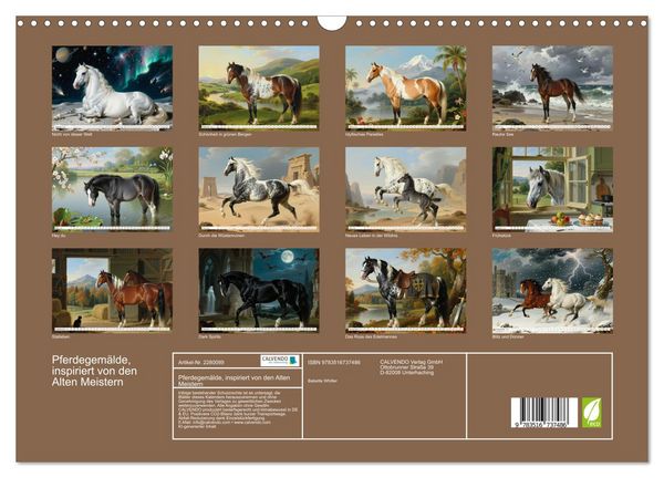 Produktbild: Pferdegem&auml;lde, inspiriert von den Alten Meistern (Wandkalender 2026 DIN A3 quer), CALVENDO Monatskalender