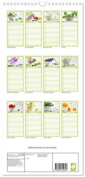Produktbild: Familienplaner 2027 - Helfende Kr&auml;uter aus dem Garten mit 5 Spalten (Wandkalender, 21 x 45 cm) CALVENDO
