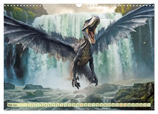 Produktbild: Urzeittiere - KI-Fantasiebilder (Wandkalender 2026 DIN A3 quer), CALVENDO Monatskalender