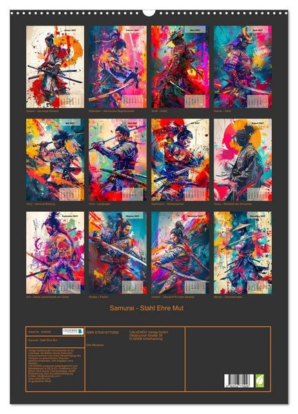 Produktbild: Samurai - Stahl Ehre Mut (Wandkalender 2027 DIN A2 hoch), CALVENDO Monatskalender