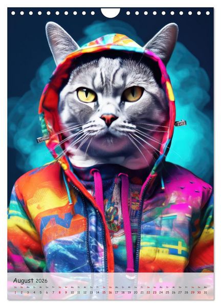 Produktbild: Katzen im lustigen Gangsterlook (Wandkalender 2026 DIN A4 hoch), CALVENDO Monatskalender