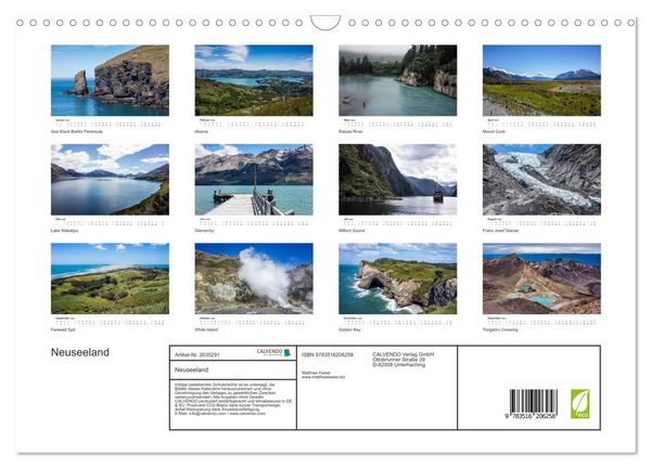 Produktbild: Neuseeland (Wandkalender 2026 DIN A3 quer), CALVENDO Monatskalender