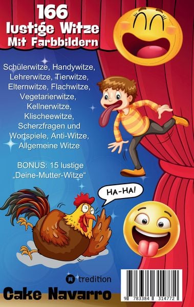 Produktbild: Witzebuch f&uuml;r Kinder - Beste Kinderwitze - 166 Witze mit Cartoons in Farbe - Geschenkbuch f&uuml;r Kinder