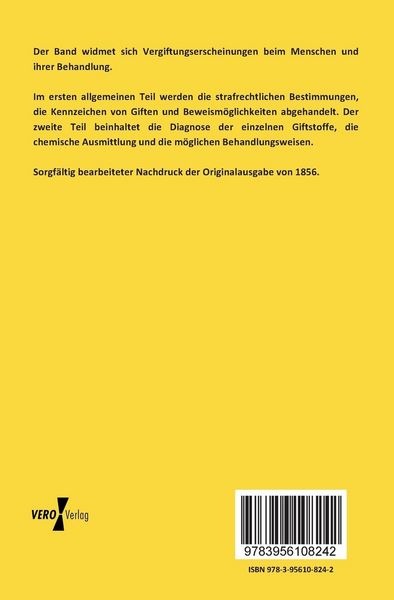Produktbild: Die Vergiftungen in forensischer und klinischer Beziehung