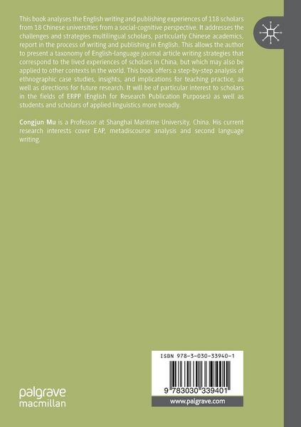 Produktbild: Understanding Chinese Multilingual Scholars&rsquo; Experiences of Writing and Publishing in English