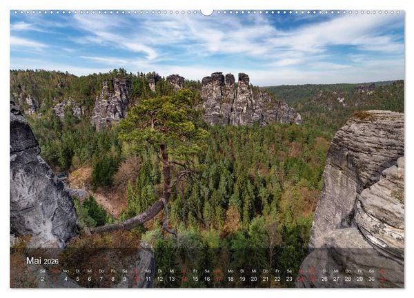 Produktbild: Elbsandsteingebirge - Rund um die Bastei (Wandkalender 2026 DIN A2 quer), CALVENDO Monatskalender