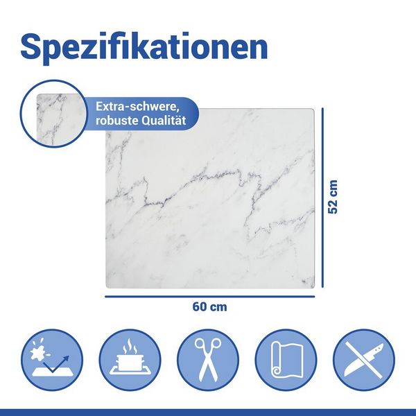 Produktbild: Schutzabdeckmatte Mod. Marmor 60 x 52 cm, hitzebest&auml;ndige Schutzmatte f&uuml;r Kochfelder