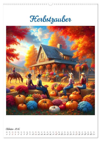 Produktbild: Wild-West Family - Yee-haw! K&uuml;nstliche Impressionen: Ein Jahr im Wilden Westen (Wandkalender 2026 DIN A2 hoch), CALVENDO Monatskalender