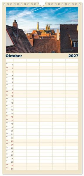 Produktbild: Familienplaner 2027 - Ein Spaziergang durch Rothenburg ob der Tauber mit 5 Spalten (Wandkalender, 21 x 45 cm) CALVENDO
