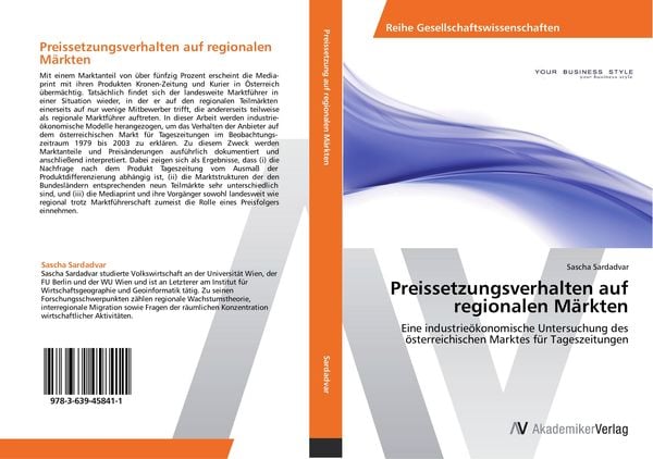 Preissetzungsverhalten auf regionalen Märkten, Taschenbuch von Sascha Sardadvar, AV Akademikerverlag, 9783639458411