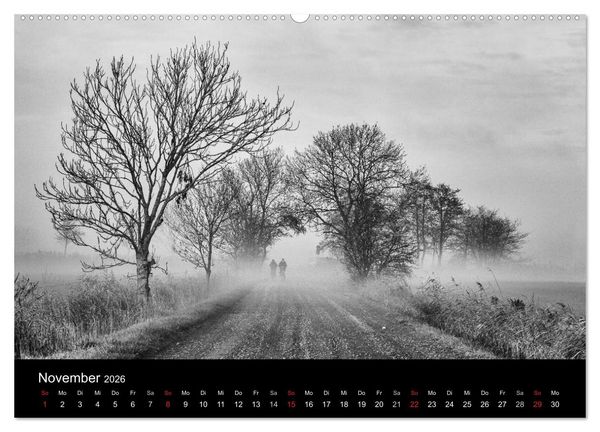 Produktbild: Ost-Friesische Schwarz-Wei&szlig;-Ansichten (Wandkalender 2026 DIN A2 quer), CALVENDO Monatskalender