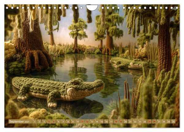 Produktbild: Textile Naturwelten. Amigurumi-&Ouml;kosysteme zZwischen Polarmeer und Savanne (Wandkalender 2027 DIN A4 quer), CALVENDO Monatskalender