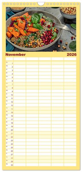 Produktbild: Familienplaner 2026 - Vegane Bowls - Eine Sch&uuml;ssel voller Geschmack mit 5 Spalten (Wandkalender, 21 x 45 cm) CALVENDO