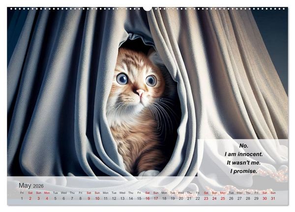 Produktbild: The humoristic cat guide (Wall Calendar 2026 DIN A2 landscape), CALVENDO 12 Month Wall Calendar