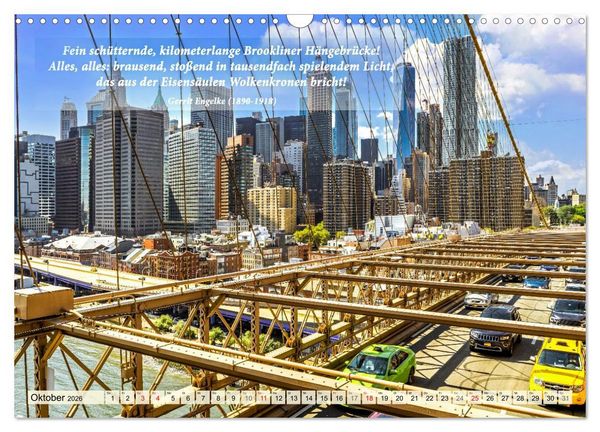 Produktbild: New York Ansichten - Literaturkalender (Wandkalender 2026 DIN A3 quer), CALVENDO Monatskalender