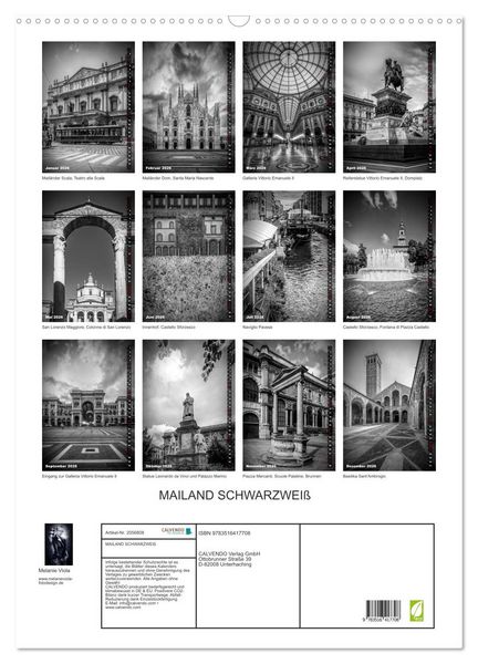 Produktbild: MAILAND SCHWARZWEI&szlig; (Wandkalender 2026 DIN A2 hoch), CALVENDO Monatskalender
