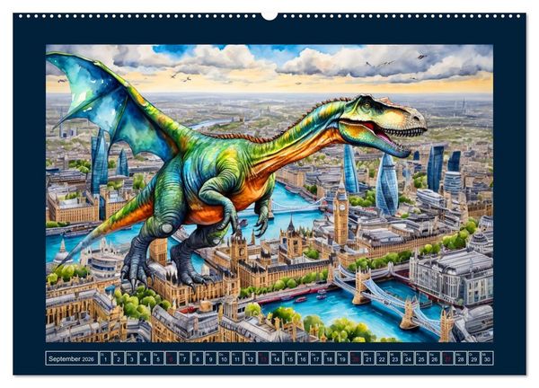 Produktbild: Dinosaurier erobern die Welt zur&uuml;ck (hochwertiger Premium Wandkalender 2026 DIN A2 quer), Kunstdruck in Hochglanz