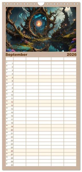 Produktbild: Familienplaner 2026 - Portale in fremde Welten - Mystische Pforten mit 5 Spalten (Wandkalender, 21 x 45 cm) CALVENDO