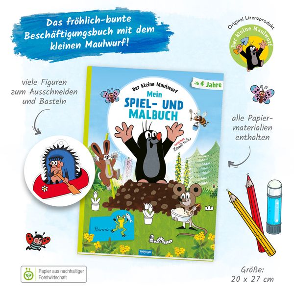 Produktbild: Tr&ouml;tsch Der kleine Maulwurf Mein Spiel- und Malbuch