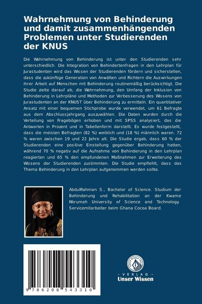 Produktbild: Wahrnehmung von Behinderung und damit zusammenh&auml;ngenden Problemen unter Studierenden der KNUS