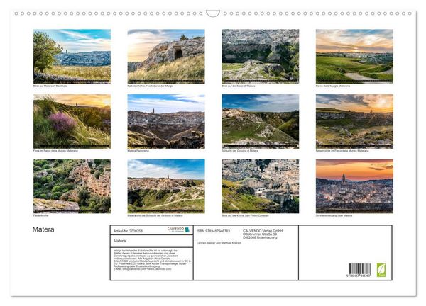 Produktbild: Matera (Wandkalender 2026 DIN A2 quer), CALVENDO Monatskalender