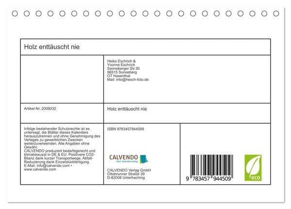 Produktbild: Holz entt&auml;uscht nie (Tischkalender 2026 DIN A5 quer), CALVENDO Monatskalender