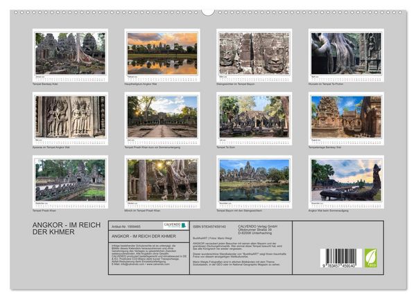 Produktbild: ANGKOR - IM REICH DER KHMER (hochwertiger Premium Wandkalender 2026 DIN A2 quer), Kunstdruck in Hochglanz