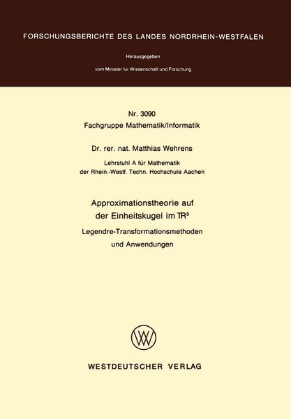 Produktbild: Approximationstheorie auf der Einheitskugel im R3