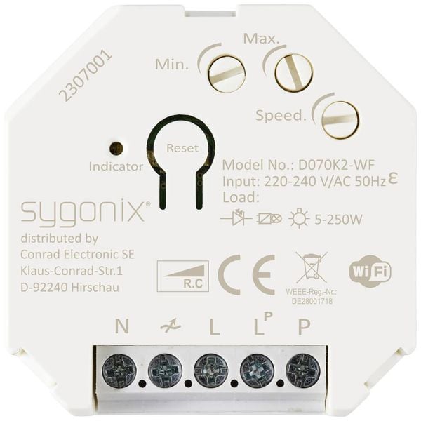 Produktbild: Sygonix SY-5775566 Unterputz Dimmer Geeignet f&uuml;r Leuchtmittel: LED-Lampe, Gl&uuml;hlampe, Halogenlampe Wei&szlig;