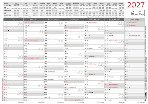 Produktbild: Tafelkalender A5 beidseitig 2027