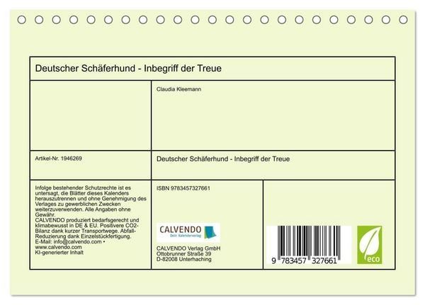 Produktbild: Deutscher Sch&auml;ferhund - Inbegriff der Treue (Tischkalender 2026 DIN A5 quer), CALVENDO Monatskalender
