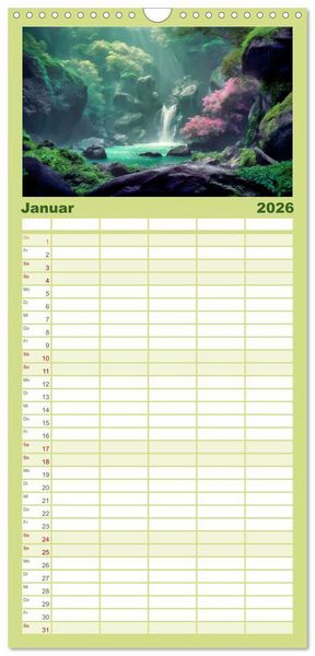 Produktbild: Familienplaner 2026 - Kaskaden - Die Poesie des Wassers mit 5 Spalten (Wandkalender, 21 x 45 cm) CALVENDO