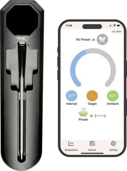 Produktbild: TFA Dostmann SMART BBQ K&Uuml;CHEN-CHEF 2 Gas, Grillwagen, Kugel, Kombi, Mobiler Gas-Grill, Smoker, Schwenk Grillthermometer Schwarz