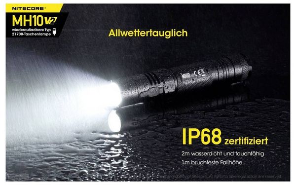 Produktbild: NiteCore MH10 V2 LED Taschenlampe akkubetrieben 1200lm 1500h 77.5g