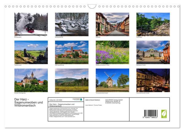 Produktbild: Der Harz - Sagenumwoben und Wildromantisch (Wandkalender 2026 DIN A3 quer), CALVENDO Monatskalender