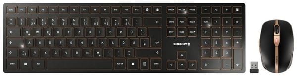 CHERRY JD-9100DE-2 Kabellos, Funk Tastatur, Maus-Set Deutsch, QWERTZ Schwarz