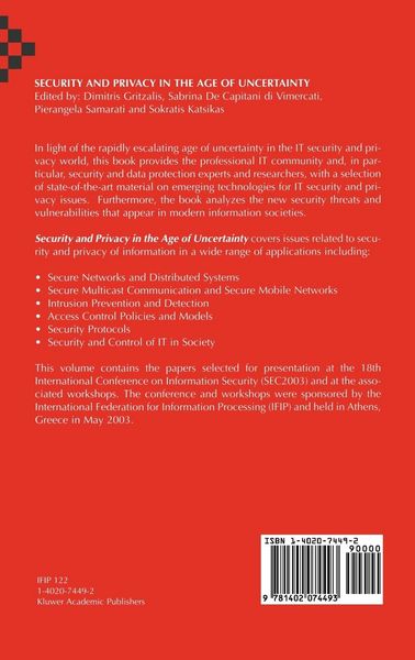 Produktbild: Security and Privacy in the Age of Uncertainty