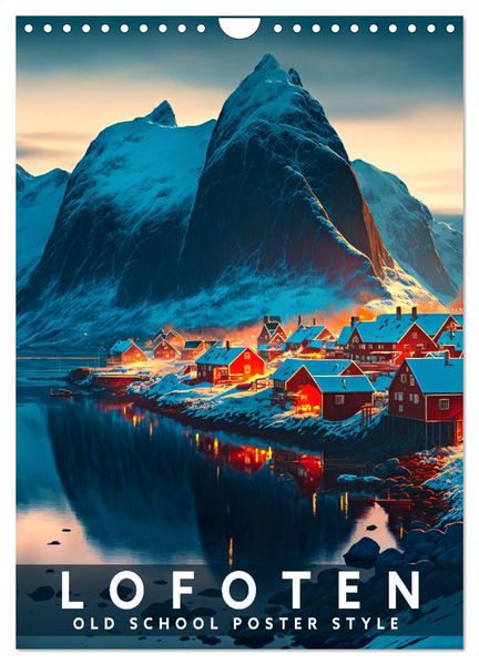 Lofoten - Old School Poster Style (Wandkalender 2025 DIN A4 hoch), CALVENDO Monatskalender